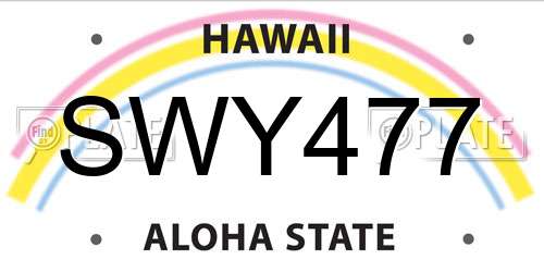 SWY477 Hawaii License Plate