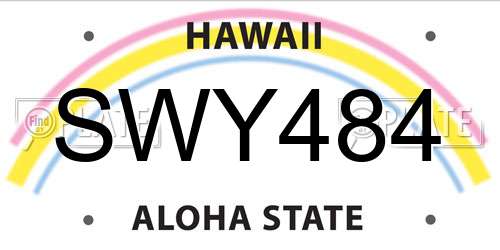 SWY484 Hawaii License Plate