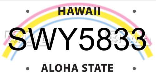 SWY5833 Hawaii License Plate