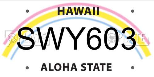 SWY603 Hawaii License Plate