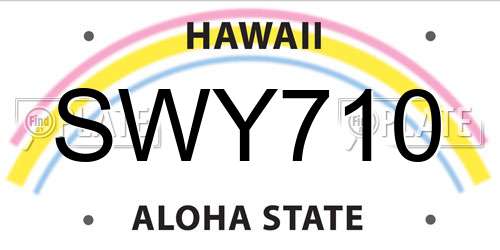 SWY710 Hawaii License Plate