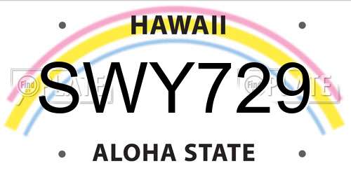 SWY729 Hawaii License Plate