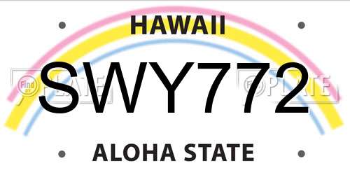 SWY772 Hawaii License Plate