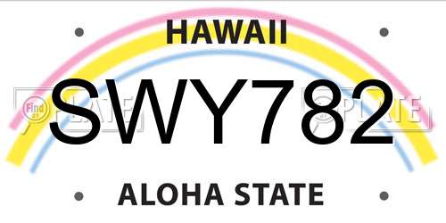 SWY782 Hawaii License Plate