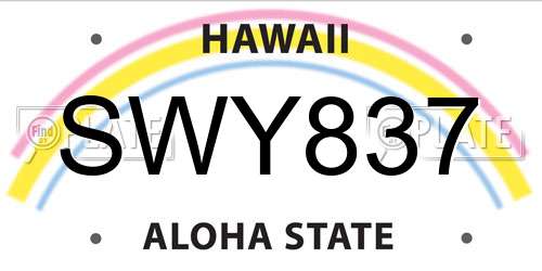 SWY837 Hawaii License Plate