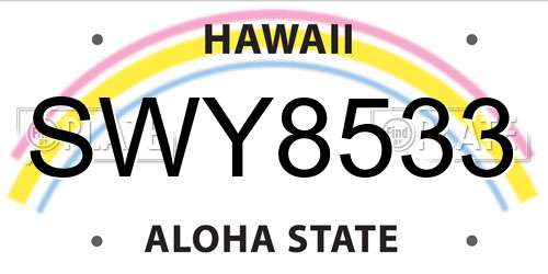 SWY8533 Hawaii License Plate