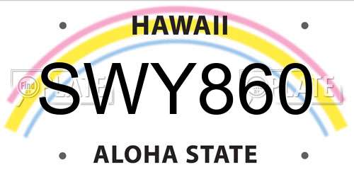 SWY860 Hawaii License Plate