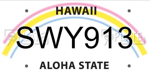 SWY913 Hawaii License Plate