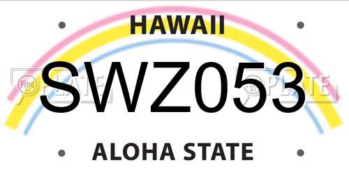 SWZ053 Hawaii License Plate