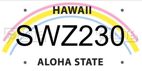 SWZ230 Hawaii License Plate