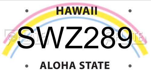 SWZ289 Hawaii License Plate