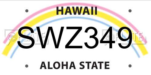 SWZ349 Hawaii License Plate