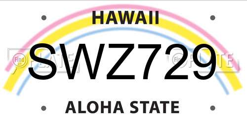 SWZ729 Hawaii License Plate