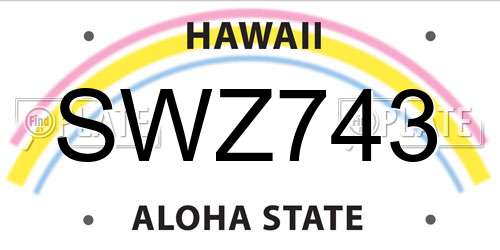 SWZ743 Hawaii License Plate