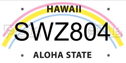 SWZ804 Hawaii License Plate