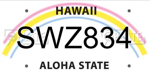 SWZ834 Hawaii License Plate