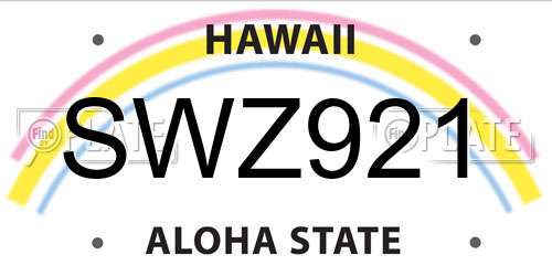 SWZ921 Hawaii License Plate