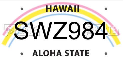 SWZ984 Hawaii License Plate