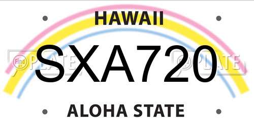 SXA720 Hawaii License Plate