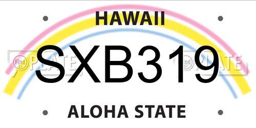 SXB319 Hawaii License Plate