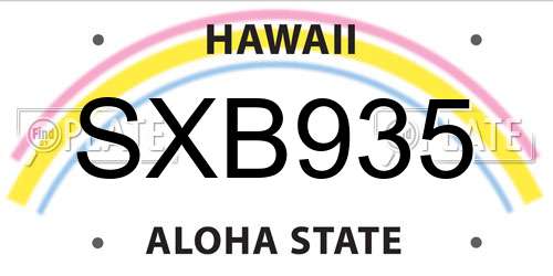SXB935 Hawaii License Plate