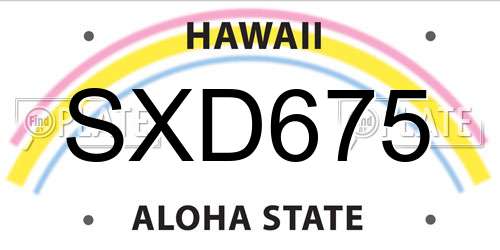 SXD675 Hawaii License Plate