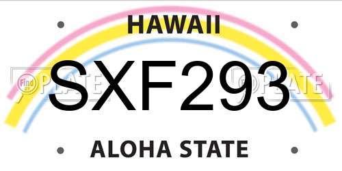 SXF293 Hawaii License Plate