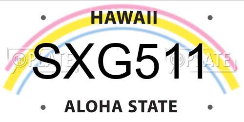 SXG511 Hawaii License Plate