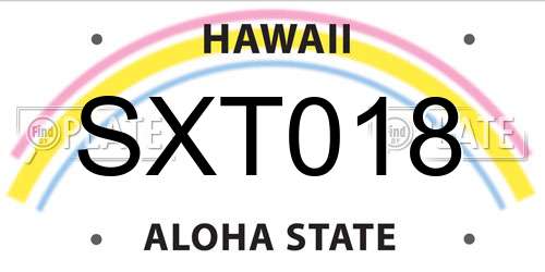 SXT018 Hawaii License Plate