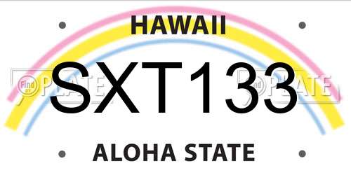 SXT133 Hawaii License Plate
