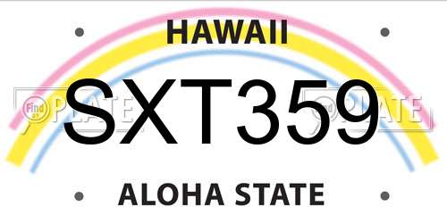 SXT359 Hawaii License Plate