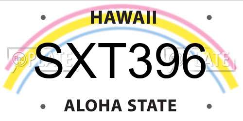 SXT396 Hawaii License Plate