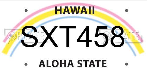 SXT458 Hawaii License Plate
