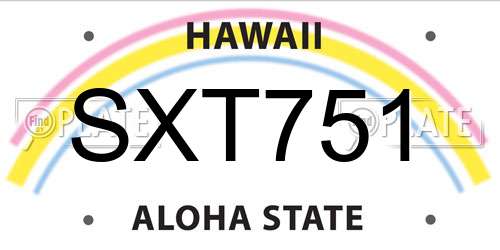 SXT751 Hawaii License Plate
