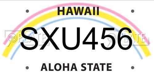 SXU456 Hawaii License Plate