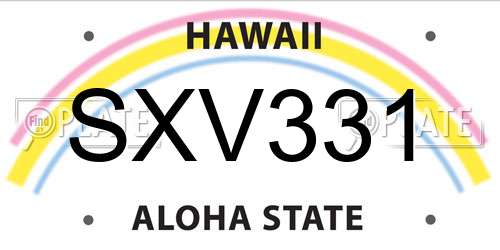 SXV331 Hawaii License Plate