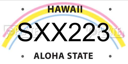 SXX223 Hawaii License Plate