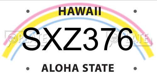 SXZ376 Hawaii License Plate