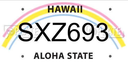 SXZ693 Hawaii License Plate