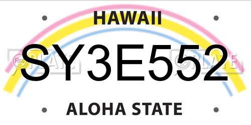 SY3E552 Hawaii License Plate