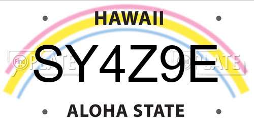 SY4Z9E Hawaii License Plate