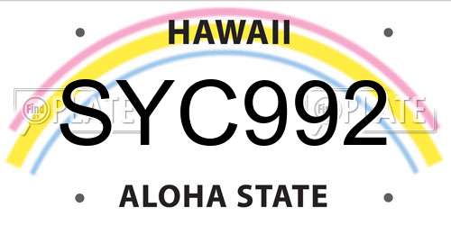 SYC992 Hawaii License Plate