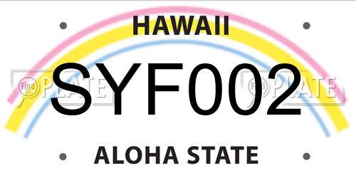 SYF002 Hawaii License Plate