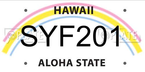 SYF201 Hawaii License Plate