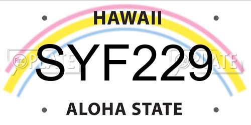 SYF229 Hawaii License Plate