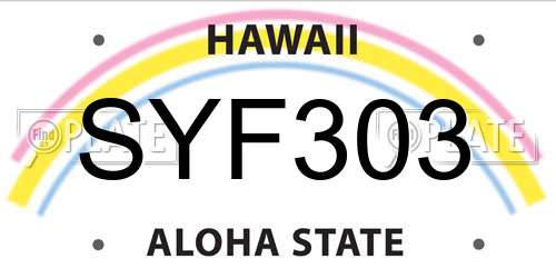 SYF303 Hawaii License Plate