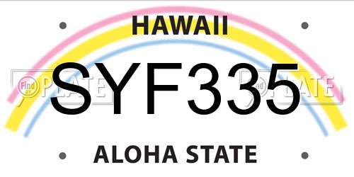 SYF335 Hawaii License Plate