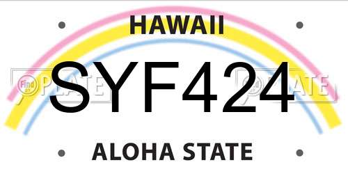 SYF424 Hawaii License Plate