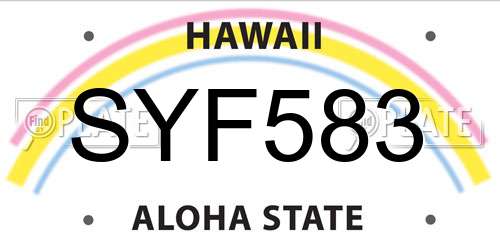 SYF583 Hawaii License Plate
