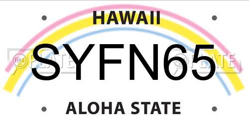 SYFN65 Hawaii License Plate